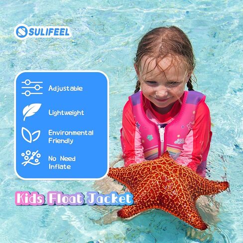 SULIFEEL Kids Swim Vest Toddler Floaties for 20-45 lbs Boys Girls, Toddler Swimming Jacket with Adjustable Safety Strap, Easy On and Off Swimming Aid for Age 2-6 Years Learn to Swim in Saudi Arabia