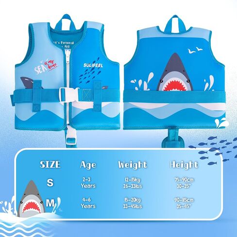 SULIFEEL Kids Swim Vest Toddler Floaties for 20-45 lbs Boys Girls, Toddler Swimming Jacket with Adjustable Safety Strap, Easy On and Off Swimming Aid for Age 2-6 Years Learn to Swim in Saudi Arabia