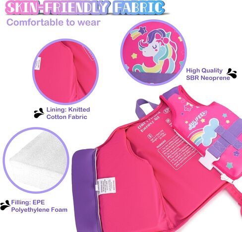 SULIFEEL Kids Swim Vest Toddler Floaties for 20-45 lbs Boys Girls, Toddler Swimming Jacket with Adjustable Safety Strap, Easy On and Off Swimming Aid for Age 2-6 Years Learn to Swim in Saudi Arabia