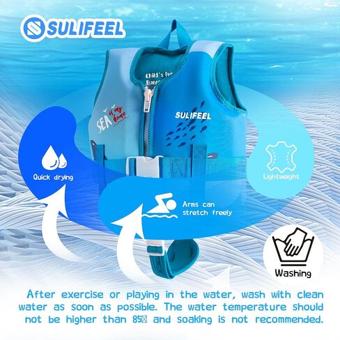 SULIFEEL Kids Swim Vest Toddler Floaties for 20-45 lbs Boys Girls, Toddler Swimming Jacket with Adjustable Safety Strap, Easy On and Off Swimming Aid for Age 2-6 Years Learn to Swim in Saudi Arabia