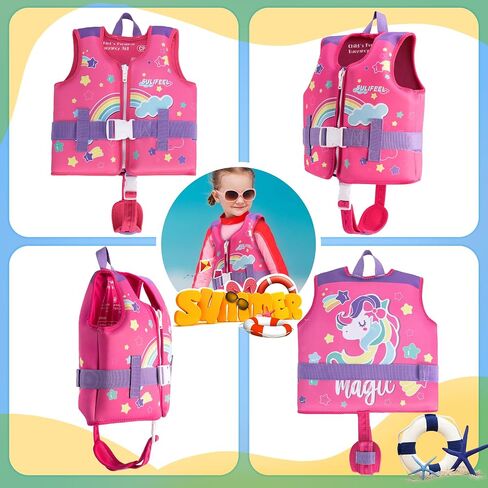 SULIFEEL Kids Swim Vest Toddler Floaties for 20-45 lbs Boys Girls, Toddler Swimming Jacket with Adjustable Safety Strap, Easy On and Off Swimming Aid for Age 2-6 Years Learn to Swim in Saudi Arabia