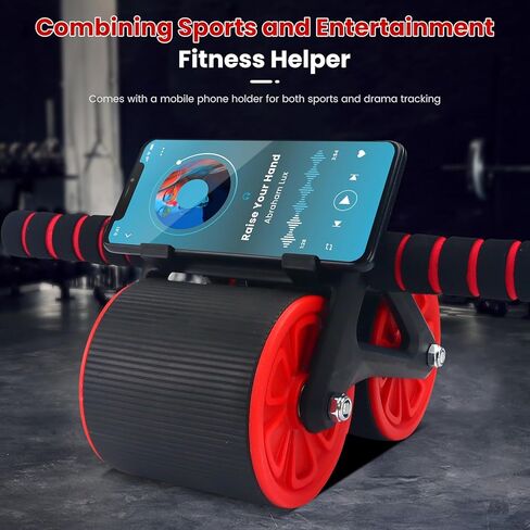 عجلة آب رولر، معدات تمرين عضلات البطن لتدريب القوة في البطن والعضلات الأساسية، عجلات تمرين للجيم المنزلي، مع ملحقات وسادة الركبة (أسود وأحمر) in Kuwait
