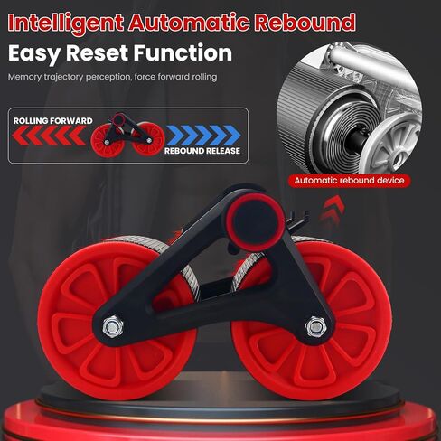 عجلة آب رولر، معدات تمرين عضلات البطن لتدريب القوة في البطن والعضلات الأساسية، عجلات تمرين للجيم المنزلي، مع ملحقات وسادة الركبة (أسود وأحمر) in Kuwait