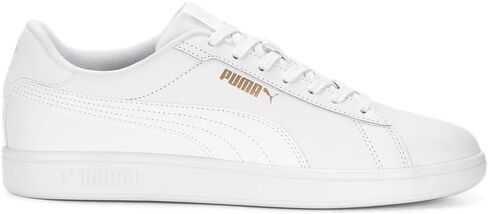 PUMA Men's Smash 3.0 Leather Sneaker, White White Gold, 7.5 in Saudi Arabia