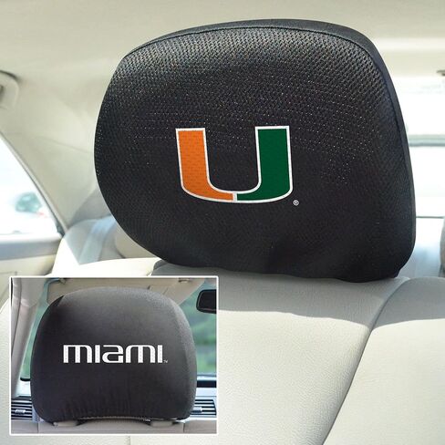 طقم غطاء مسند الرأس مطرز من FANMATS 12581 Miami Hurricanes - قطعتين in Saudi Arabia