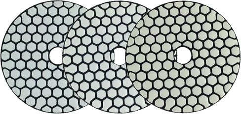 Diamond Polishing Pads 4inch 100mm 3-Steps PRO for Dry Buffing on Granite Marble Stone Concrete Tile Ceramic Floor Smoothing renovate Removing Marks with Nylon Backing (3pcs, Mixed Steps) in Saudi Arabia