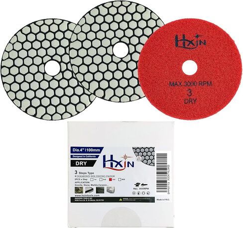 Diamond Polishing Pads 4inch 100mm 3-Steps PRO for Dry Buffing on Granite Marble Stone Concrete Tile Ceramic Floor Smoothing renovate Removing Marks with Nylon Backing (3pcs, Mixed Steps) in Saudi Arabia