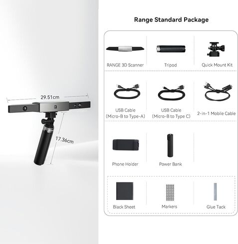 Revopoint Range Handheld 3D Scanner for 3D Printing with Turntable, 3D Model Scanner with Full Color 3D Scanning up to 18fps Scanning Speed, for Body and Face Scan and Car Autoparts - Premium Edition in Saudi Arabia