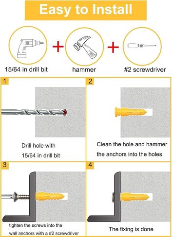 Drywall Anchors and Screws, 260pcs(130set) Plastic Wall Anchors,Flat Head Screws kit, 5 Size Ribbed Anchors, Self-Tapping Screws assortment kit for Hanging,Household,Christmas Decor in Saudi Arabia