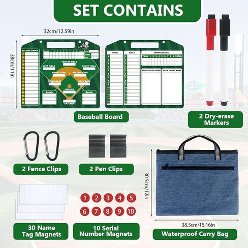 لوحة تشكيلة البيسبول المغناطيسية للمخبأ، لوحة تشكيلة البيسبول مع 30 قطعة من البطاقات، تدريب البيسبول الجاف المتين على الوجهين واسع مع حقيبة يد مقاومة للماء، ملحقات تدريب البيسبول in Kuwait