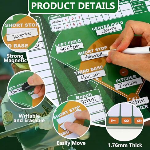لوحة تشكيلة البيسبول المغناطيسية للمخبأ، لوحة تشكيلة البيسبول مع 30 قطعة من البطاقات، تدريب البيسبول الجاف المتين على الوجهين واسع مع حقيبة يد مقاومة للماء، ملحقات تدريب البيسبول in Kuwait