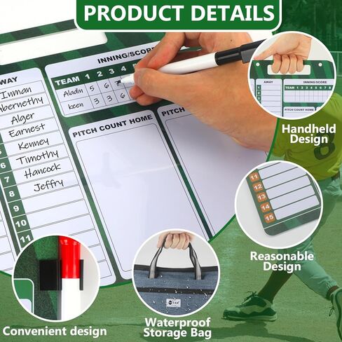 لوحة تشكيلة البيسبول المغناطيسية للمخبأ، لوحة تشكيلة البيسبول مع 30 قطعة من البطاقات، تدريب البيسبول الجاف المتين على الوجهين واسع مع حقيبة يد مقاومة للماء، ملحقات تدريب البيسبول in Kuwait