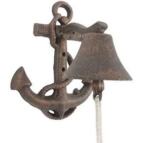 Rustic Copper Cast Iron Wall Mounted Anchor Bell 8"