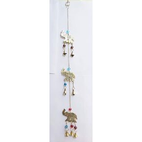 PARIJAT HANDICRAFT Brass Decorative String of Metal and Beads Vintage Indian Style Wall Hanging Bells (Buddha)