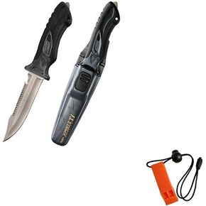TUSA X-Pert II Titanium FK-940TI Metallic Silver (MS) & DiveCatalog's Orange Whistle w/Lanyard & Dive Flag Sticker