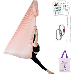 Aerial Yoga Hammock 6.5 yards Premium Aerial Silk Fabric Yoga Swing for Antigravity Yoga Inversion Include Daisy Chain,Carabiner and Pose Guide