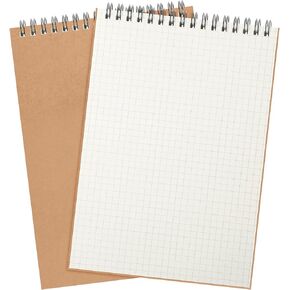 Graph Paper Spiral Notepad A5 Top Wirebound Notepad Grid Notebook Steno Pads Memo Notebook Grid Paper 140 Pages for Writing Sketching Drawing Office Supplies(Black,2 Pack)