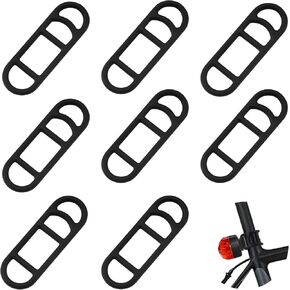 AIEX 8pcs Bike Silicone Mount Band, Bike Light Mount Band Bike Phone Mount bands Strap (Black)