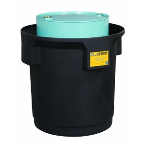 Justrite 28685 EcoPolyBlend 33" Top Diameter x 31.75" Black Single Drum Collection Center