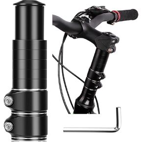 Bike Handlebar Extender Bike Stem Riser Extender MTB Handlebar Extension with Hex Key for 28.6mm Fork, Aluminum Alloy Black