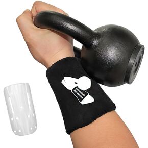 Kettlebell Wrist Guards, Shock Absorbing Wrist Band Protection with Plastic Support, Soft Sweat Absorbent Material Sleeve Athletics Sweatband, Workout Strength Training Weightlifting (1 Pair)