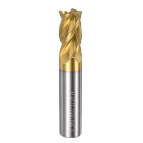 uxcell Carbide Square End Mill, 5/8" Diameter TiSiN Coated 4 Flutes Milling Bit Cutter, for Hardened steel Stainless Steel Cast Iron, 5/8" Shank 1-1/4" Cut Length 3-1/2" Long HRC55
