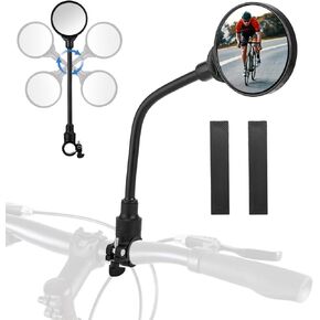 Bike Mirror Handlebar Mount, Adjustable Bike Mirror 360° Rotatable Bicycle Rear View Mirror Wide Angle Rearview Convex Safety Mirror Bike Side Mirror Accessories for Mountain Road Bike Bicycle