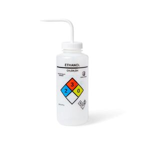 United Scientific™ UniSafe™ Ethanol Vented Wash Bottle, 1000 mL, Designed for use in the Laboratory, Classroom, or Home, Pack of 4, LDPE