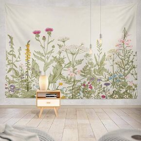 Kayel Botanical Polyester Fabric Tapestry Floral with Green White Spring Wall Hanging Tapestry,Daily Decorative Tapestry for Bedroom Living Room Dorm 50L x 60W Inches,Green Eucalyptus