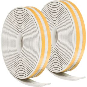 PATIKIL Total 39Ft Weather Stripping Door Seal, 2 Rolls EPDM Foam Rubber Self Adhesive Rectangle Soundproof Weather Stripping for Collision Avoidance, White, 19.7Ft/Roll, 9.8Ft/Strip