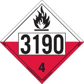 Labelmaster ZEZ213190 UN 3190 Spontaneously Combustible Hazmat Placard, E-Z Removable Vinyl (Pack of 25)
