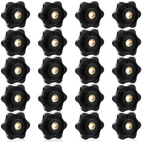20 Pcs 1/4-20 Knob 6 Star Knobs T Track Bolts Knobs 1/4 Inch 20 Female Threaded Knobs Hexagon Knob Nuts Jig Knobs Clamping Knobs