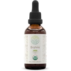 Brahmi B60 USDA Organic Tincture | Alcohol-Free Extract, High-Potency Herbal Drops | Certified Organic Brahmi (Bacopa Monnieri) Dried Herb (2 fl oz)