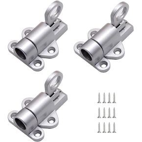 3Pcs Spring Door Bolt Lock Automatic Self-Closing Security Durable Spring Bounce Mechanism with Safety Pull Ring Effortless Operation for Windows & Doors