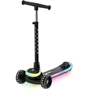 3-Wheel Light-Up Kids Scooter,Lights on Stem & Deck, 20 Different Light Patterns,Three Adjustable Heights,Lean to Steer, Balance Scooter for Ages 3-12