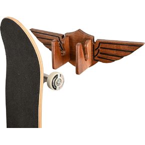 TESLYAR Ash Wood Skateboard Wall Mount - Wings Rack for Hanging Skateboards | Penny Board Skateboard Accessories - Cool Things for Your Deck | Skateboard Display Wall Mount