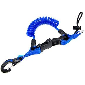 Magna-Clip Quick Release Coil Lanyard with Snap Clip and Stainless Steel Spring Ring for Scuba Diving Gear and more