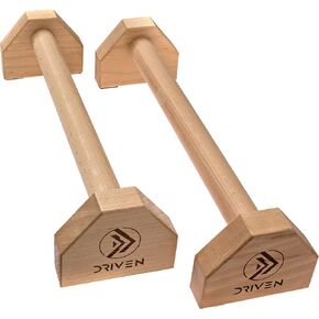 Driven | Professional Large Beech Wooden Parallettes | Calisthenics | Push Up Bars | Anti Slip Base | Gym Gear Workout Portable Crossfit