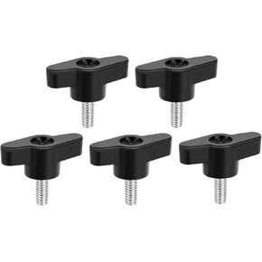 M8 x 25mm Z Type Handle Thumb Screws Plastic Head Mechanical Handle Bolts T-Shaped Wing Adjustable Knobs Carbon Steel, 5 PCS