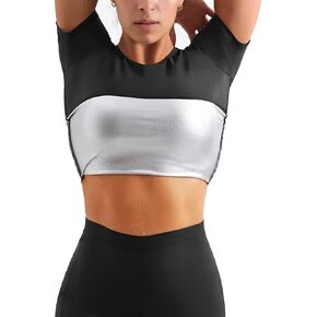 Sauna Suit for Women, Sweat Top Suit Weight Loss Shapewear Waist Trainer Sweatsuit Short sleeve