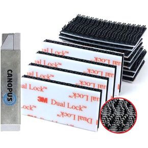 CANOPUS Adhesive Pads 1in x 2in, Set of 16 (8 pairs), Waterproof Hook and Loop Pads, Number Plate Pads, SJ3550, Black