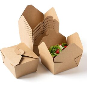 To Go Containers 24oz Kraft Paper Food Containers with Window Take Out Boxes (50Pack, Rectangular)