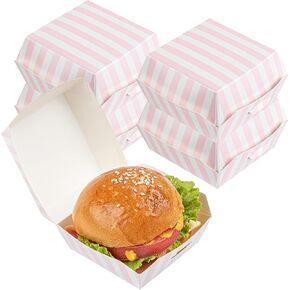 Restaurantware 2.8 x 2.8 x 2 Inch Mini Burger Boxes 100 Clamshell Food Containers - Hinged Lid Disposable Turquoise Paper Take Out Boxes Serve Sliders Or Finger Foods