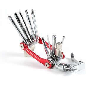 Bike Repair Tool Kit, 11 In 1 Portable Multi Function Accessories with Chain Clamps, Firm Wrench, Screwdriver, Straight Screwdriver, Hex Key Wrench