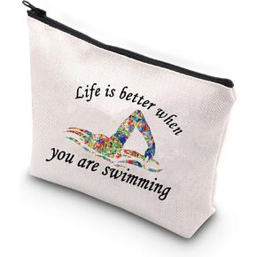 JNIAP Swimming Makeup Bag Swim Lover Gifts for Swimmer Swimming Team Gifts Swimming Zipper Organizer Pouch Cosmetic Bags for Women (swim better bag)