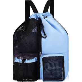 BESPORTBLE Swim Bag with Wet Pocket: Mesh Drawstring Backpack Beach Backpack Swimming Bag for Swimming Gear, Gym, and Workout
