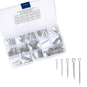 150pcs 304 Stainless Steel Cotter Pins, Cotter Pins Assortment Set, Hitch Pin Clip Key Fastener Fitting Assortment Kit for Cars, Trucks, Automotive, Lawn Mover, Power Equipment(15 Sizes)