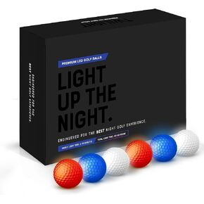 Glow in The Dark Golf Balls - Light Up LED Golf Balls | Colored Night Golf Balls for Men | 6 Fluorescent Balls in 1 Pack (Red, White, Blue)