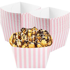 Restaurantware Bio Tek 5.3 x 3.3 Inch Popcorn Boxes 200 Square Mini Treat Boxes - Open-Top Design PE Coating Black Paper Party Favor Containers Disposable For Fries Chips Or Pretzels