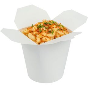 Restaurantware Bio Tek 3.2 x 2.9 x 4 Inch Food Containers 200 Noodle Takeaway Boxes - Disposable Sturdy Camouflage Paper 16 Ounce Take Out Boxes Round For Hot Or Cold Foods